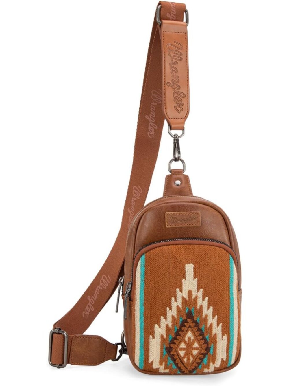 Wrangler Aztec Sling Bag for Women Western Knitted Crossbody Purse and Chest Bag